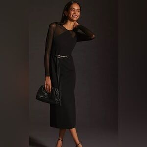 Dolan Anthropologie Mesh Sleeve Black Dress New With Tags Size Medium Petite